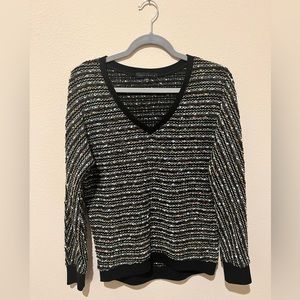 FASHIONABLE Sanctuary Black Metallic Marled-Knit Sweater M - HOLIDAY